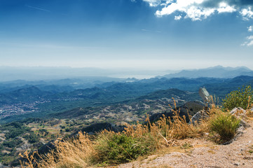 Sunny mountain landscape of Lovcen national park, Dinaric Alps, Montenegro.