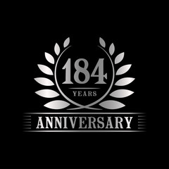 184 years logo design template. Anniversary vector and illustration template.