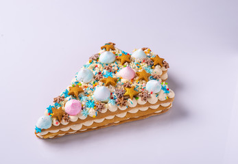 christmas cake closeup  on white background