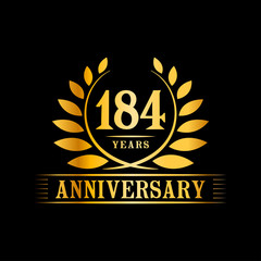 184 years logo design template. Anniversary vector and illustration template.