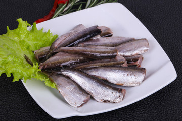 Anchovy fish snack in the bowl