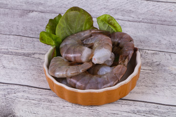 Raw king prawns ready for cooking