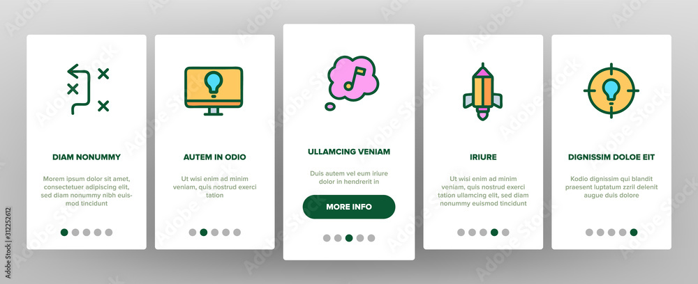 Poster creativity onboarding mobile app page screen vector