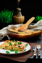 Mashed Potato Casserole baked in oven