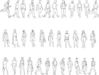 random people sketch in vector line