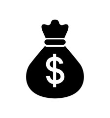 Money bag icon vector flat isolated on white