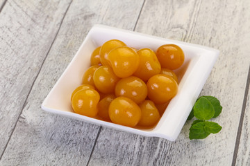 Yellow ripe cherry dessert