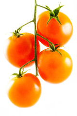Four isolated cherry tomatoes