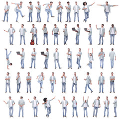 collage of photos of modern stylish guy