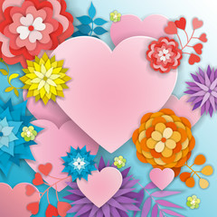 Happy Valentines Day greeting card with flowers