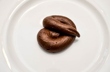 Shit Shaped Chocolate on White Plate (Poop Joke)