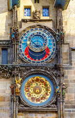 Fototapeta na wymiar Astronomical clock in the square of the old city of Prague, Czech Republic.