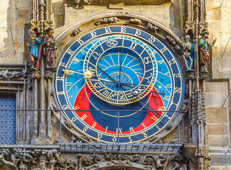 Astronomical clock in the square of the old city of Prague, Czech Republic.