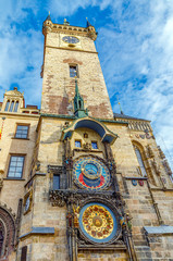 Astronomical clock in the square of the old city of Prague, Czech Republic. - obrazy, fototapety, plakaty