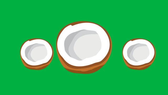 Half Coconut Flat Icon in Motion Graphic 