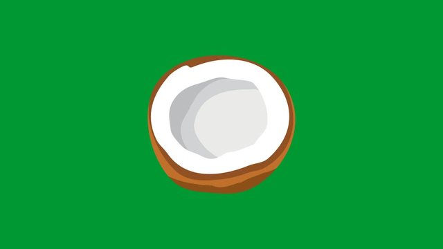 Half Coconut Flat Icon in Motion Graphic 
