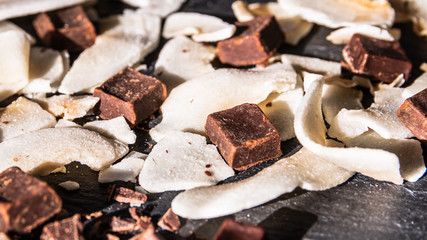 Chocolate Shavings With Dried Coconut Up-Close