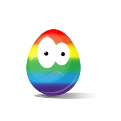An egg with a resentment face. Expression of resentment and disappointment.