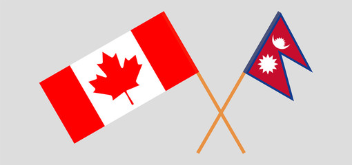 Crossed flags of Nepal and Canada