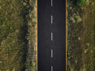 The road in the middle of the field