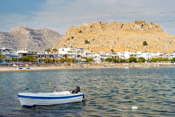 Obraz premium Evening light at Haraki Beach or Charaki on the Island of Rhodes Rodos Greece Europe