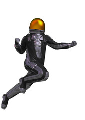 astronaut explorer is ready to punch in white background
