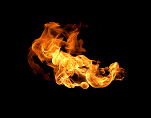 Red flame isolated on a black background