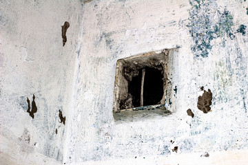 old ventilation shaft and grate ventilation system during repair work in the room