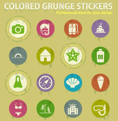 Fototapeta premium beach colored grunge icons