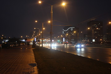 street or Avenue of the city at night lights