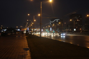 Plakat street or Avenue of the city at night lights