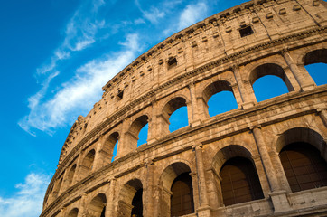 Close up view of Rome Colosseum, a popular tourist destination in Europe.