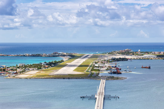 Overview Sint Maarten St. Martin airport in the Caribbean
