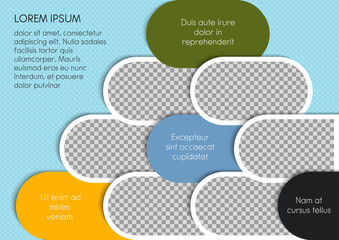 Template for photo collage or infographic in modern style. Frames for clipping masks are in the vector file. Template for a photo album with geometric frames