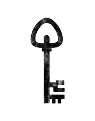 Medieval key. Hand painted illustration.