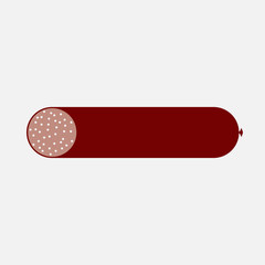 Big sausage with slices of bacon. Flat style meat product. Vector eps illustration.
