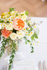 bridal bouquet of flowers at table
