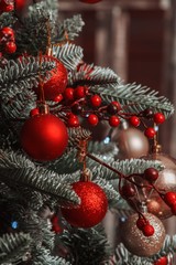 christmas decoration on red background