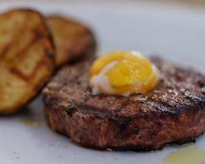 steak and mashed potatoes