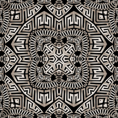 Elegant tribal ethnic greek vector seamless pattern. Ornate geometric patterned background. Abstract ornamental repeat backdrop. Decorative greek key meanders symmetrical ornaments. Beautiful design