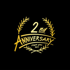 2 years design template. Vector and illustration. 2 years logo.