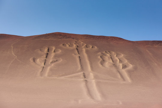 Paracas, Candelabra of the Andes, Paracas National Park, Peru. Horizontal
