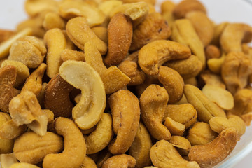 Roasted salted cashews. 