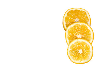 Juicy lemon slices on a white background