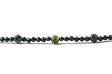 Handmade bracelet made of black spinel and tourmaline of dark varieties