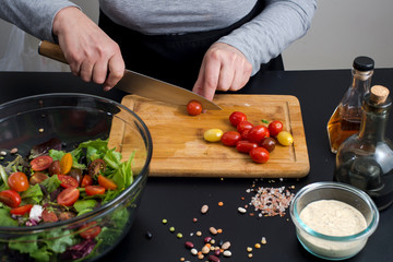 cooking healthy food.