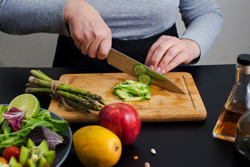 cooking healthy food.
