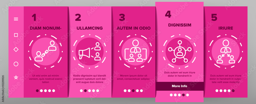 Poster referral marketing onboarding mobile app page screen vector. internet and communication friend recom