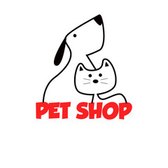 Pet shop Logo Cartoon Animals Dog Cat Vector Template Design Illustration Icon