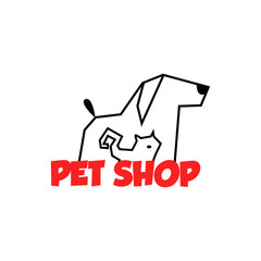 Pet shop Logo Cartoon Animals Dog Cat Vector Template Design Illustration Icon